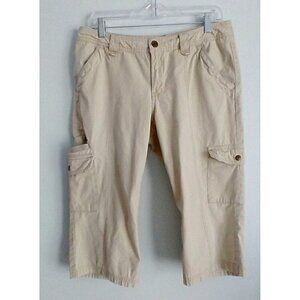 Eddie Bauer Ripstop Beige Womens Cargo Cropped 7-Pocket Pants  - Size 8